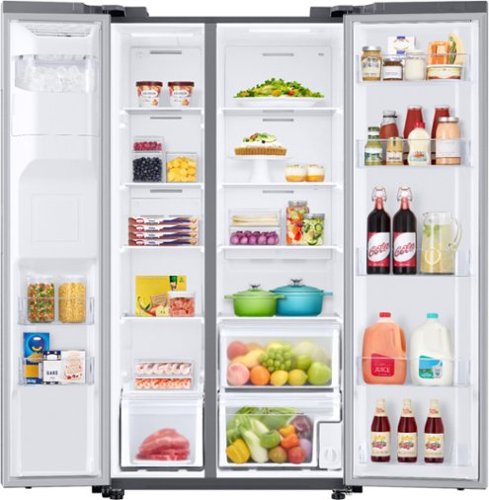 Samsung - 36 in. Wide 22 cu. ft. Side-by-Side Counter Depth Smart Refrigerator with All-Around Cooling - Stainless Steel