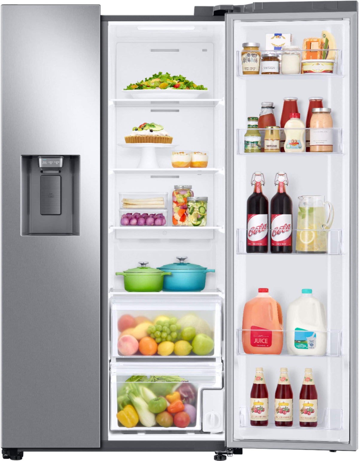 Samsung - 36 in. Wide 22 cu. ft. Side-by-Side Counter Depth Smart Refrigerator with All-Around Cooling - Stainless Steel