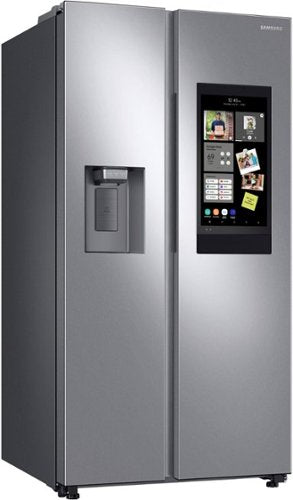 Samsung - 36 in. Wide 26.7 cu. ft. Side-by-Side Smart Refrigerator with 21.5" Touch-Screen Family Hub - Stainless Steel