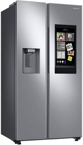 Samsung - 36 in. Wide 21.5 cu. ft. Side-by-Side Counter Depth Smart Refrigerator with 21.5" Touch-Screen Family Hub - Stainless Steel