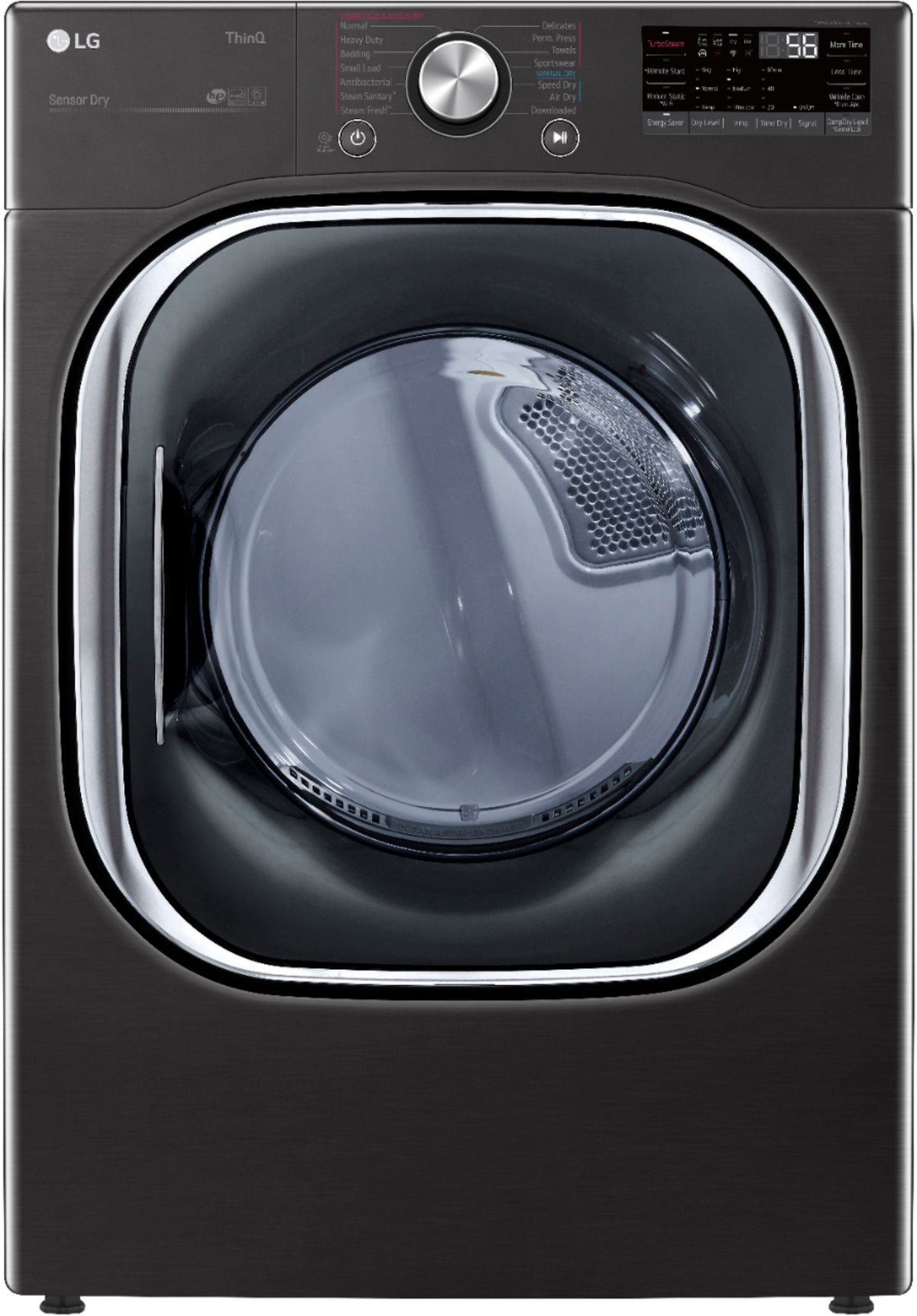 LG - 7.4 Cu. Ft. Stackable Smart Electric Dryer with Steam and Built-In Intelligence - Black Steel