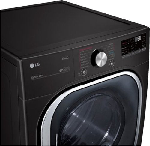 LG - 7.4 Cu. Ft. Stackable Smart Electric Dryer with Steam and Built-In Intelligence - Black Steel