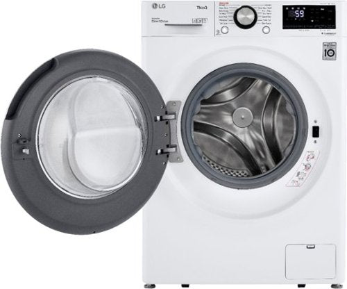 LG - 2.4 Cu. Ft. High-Efficiency Stackable Smart Front Load Washer with Steam and Built-In Intelligence - White