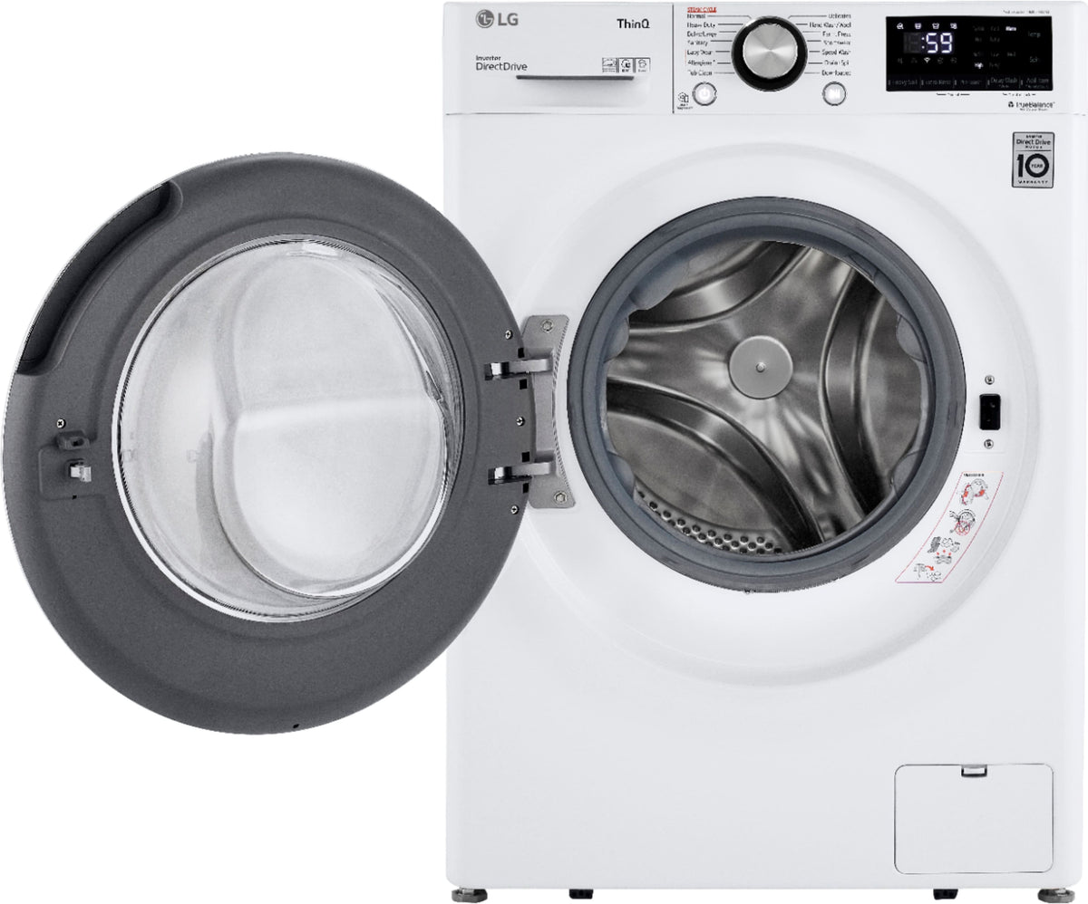 LG - 2.4 Cu. Ft. High-Efficiency Stackable Smart Front Load Washer with Steam and Built-In Intelligence - White