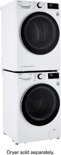 LG - 2.4 Cu. Ft. High-Efficiency Stackable Smart Front Load Washer with Steam and Built-In Intelligence - White