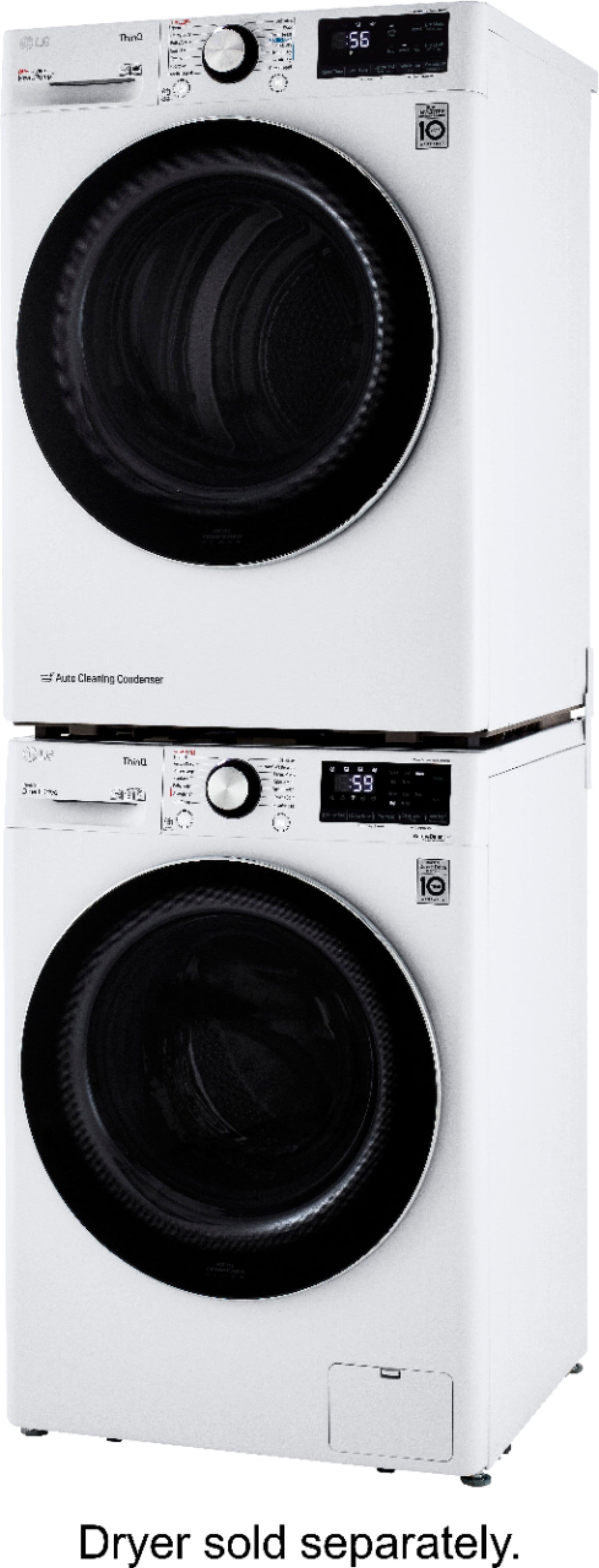 LG - 2.4 Cu. Ft. High-Efficiency Stackable Smart Front Load Washer with Steam and Built-In Intelligence - White