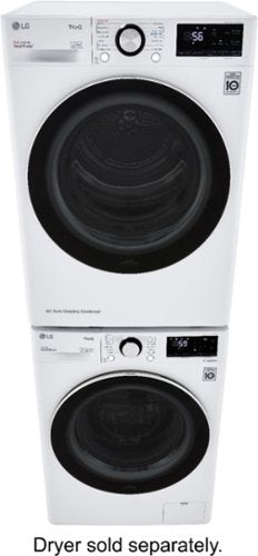LG - 2.4 Cu. Ft. High-Efficiency Stackable Smart Front Load Washer with Steam and Built-In Intelligence - White