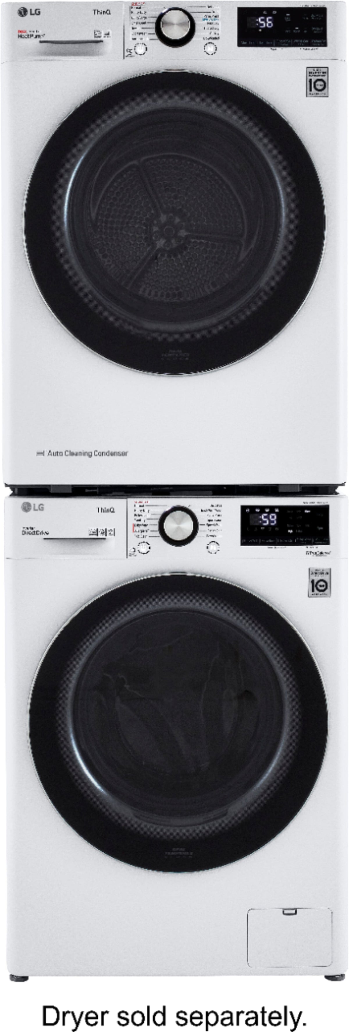 LG - 2.4 Cu. Ft. High-Efficiency Stackable Smart Front Load Washer with Steam and Built-In Intelligence - White