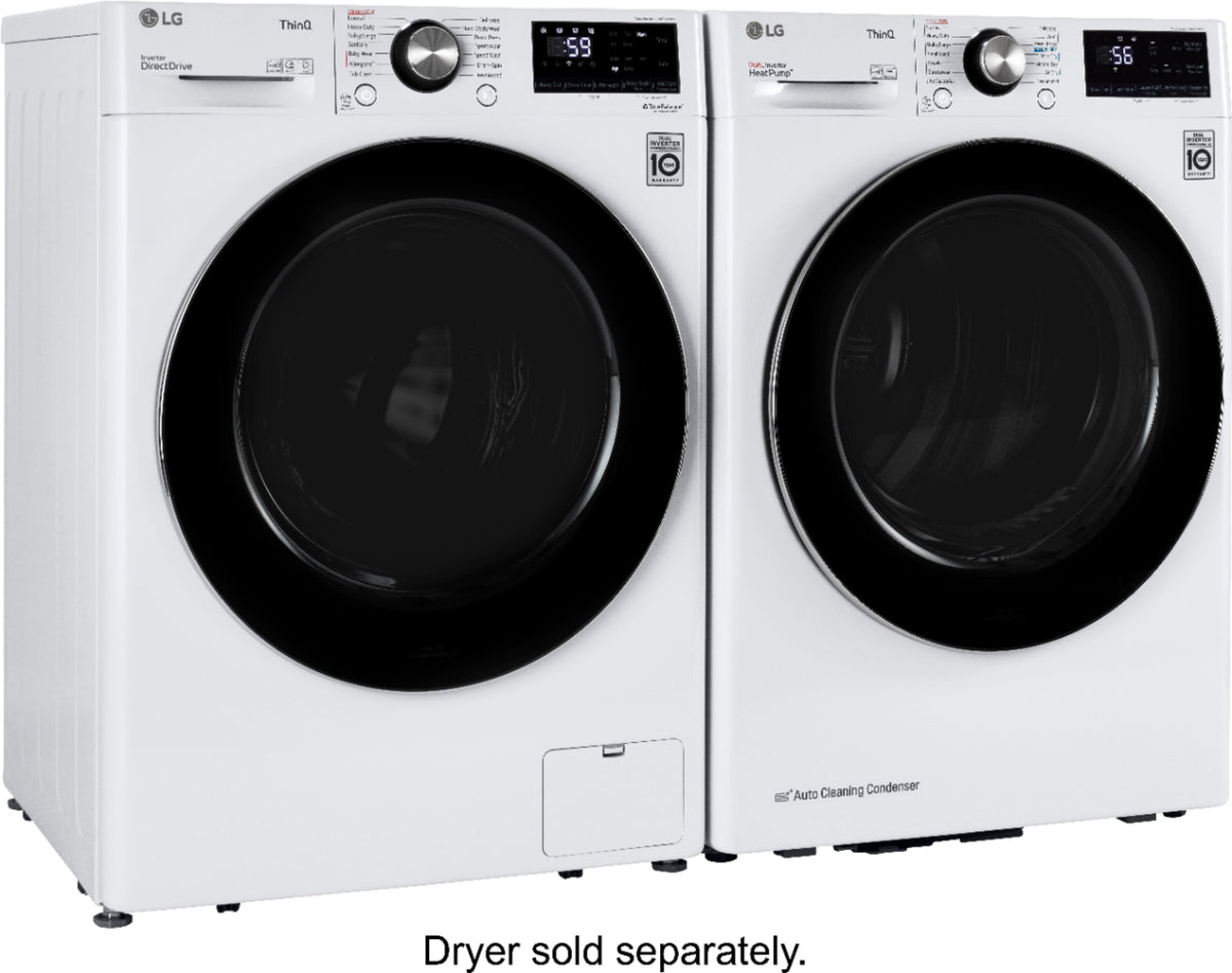 LG - 2.4 Cu. Ft. High-Efficiency Stackable Smart Front Load Washer with Steam and Built-In Intelligence - White