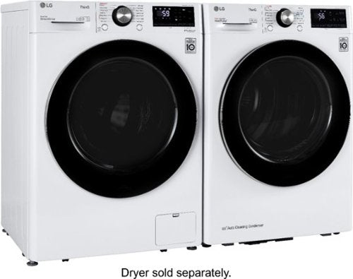 LG - 2.4 Cu. Ft. High-Efficiency Stackable Smart Front Load Washer with Steam and Built-In Intelligence - White