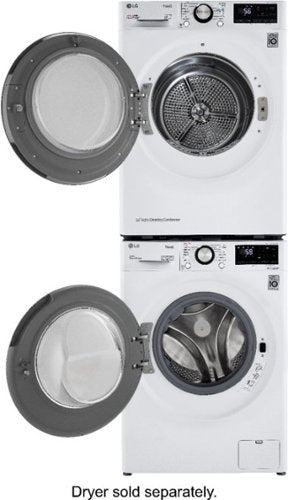 LG - 2.4 Cu. Ft. High-Efficiency Stackable Smart Front Load Washer with Steam and Built-In Intelligence - White