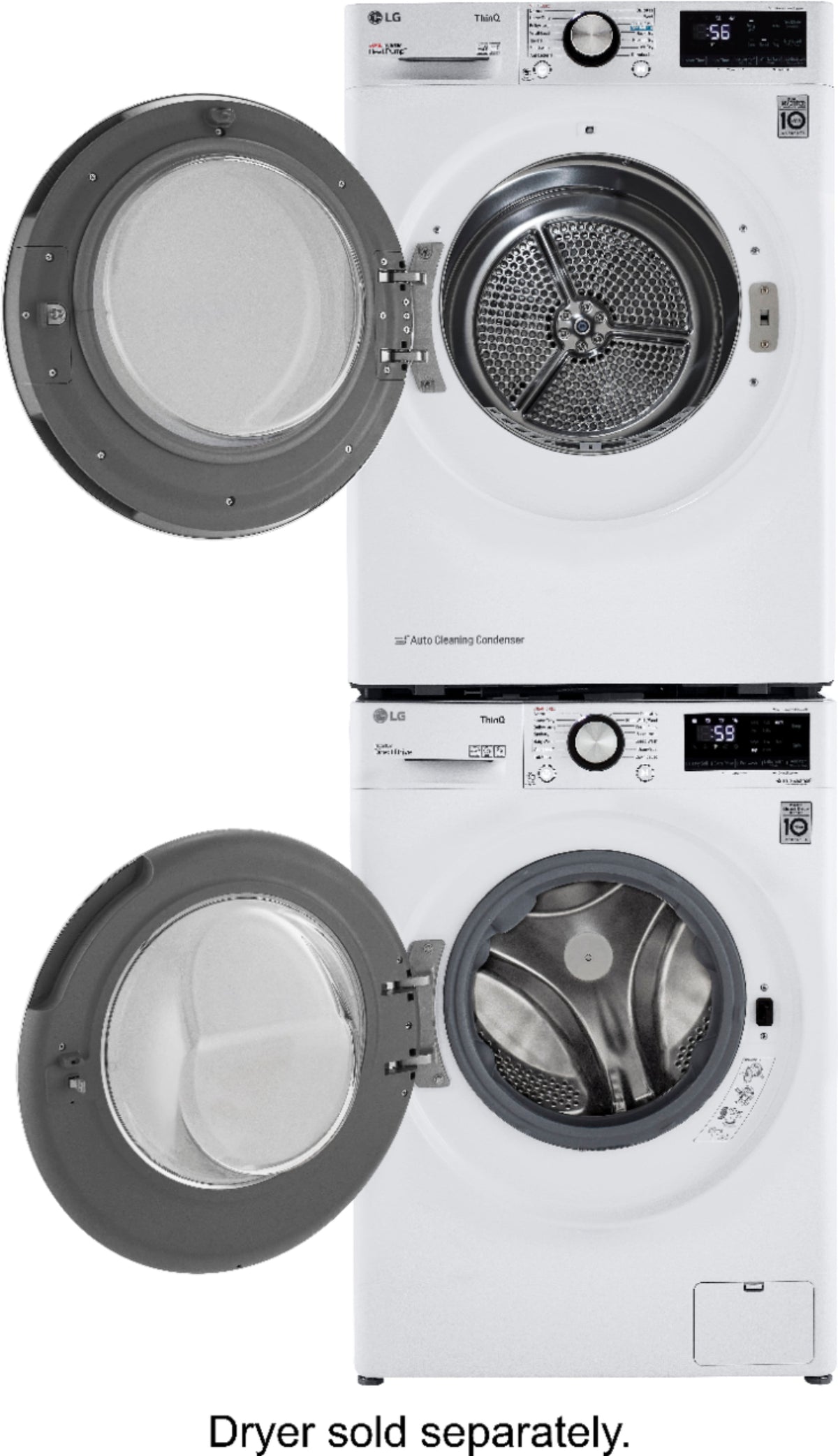 LG - 2.4 Cu. Ft. High-Efficiency Stackable Smart Front Load Washer with Steam and Built-In Intelligence - White