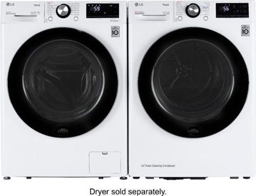 LG - 2.4 Cu. Ft. High-Efficiency Stackable Smart Front Load Washer with Steam and Built-In Intelligence - White