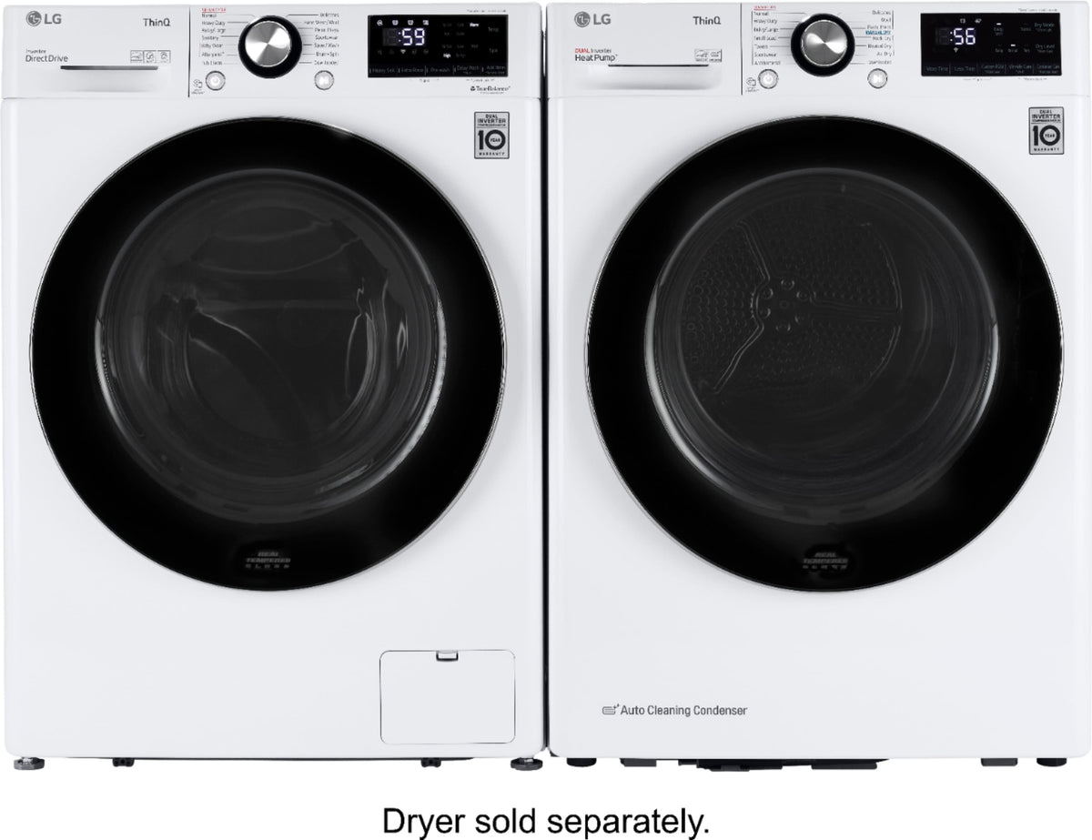 LG - 2.4 Cu. Ft. High-Efficiency Stackable Smart Front Load Washer with Steam and Built-In Intelligence - White