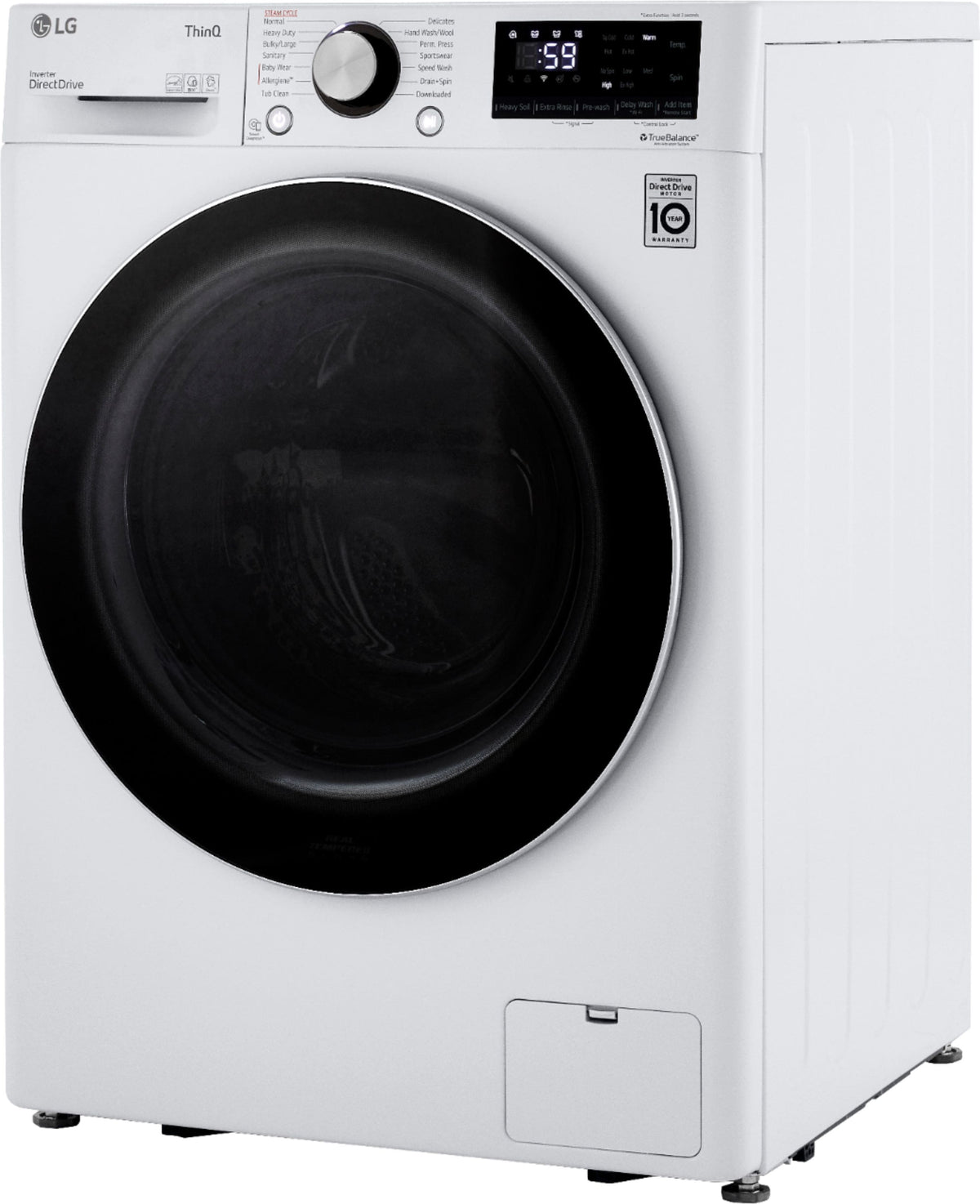 LG - 2.4 Cu. Ft. High-Efficiency Stackable Smart Front Load Washer with Steam and Built-In Intelligence - White