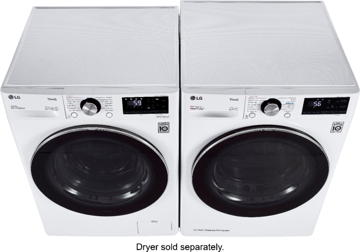 LG - 2.4 Cu. Ft. High-Efficiency Stackable Smart Front Load Washer with Steam and Built-In Intelligence - White