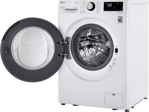 LG - 2.4 Cu. Ft. High-Efficiency Stackable Smart Front Load Washer with Steam and Built-In Intelligence - White