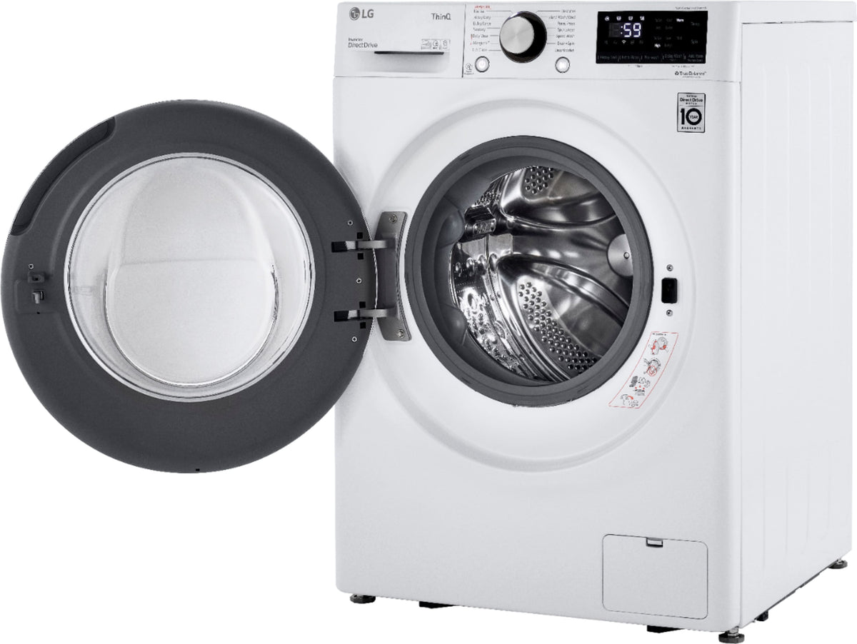 LG - 2.4 Cu. Ft. High-Efficiency Stackable Smart Front Load Washer with Steam and Built-In Intelligence - White