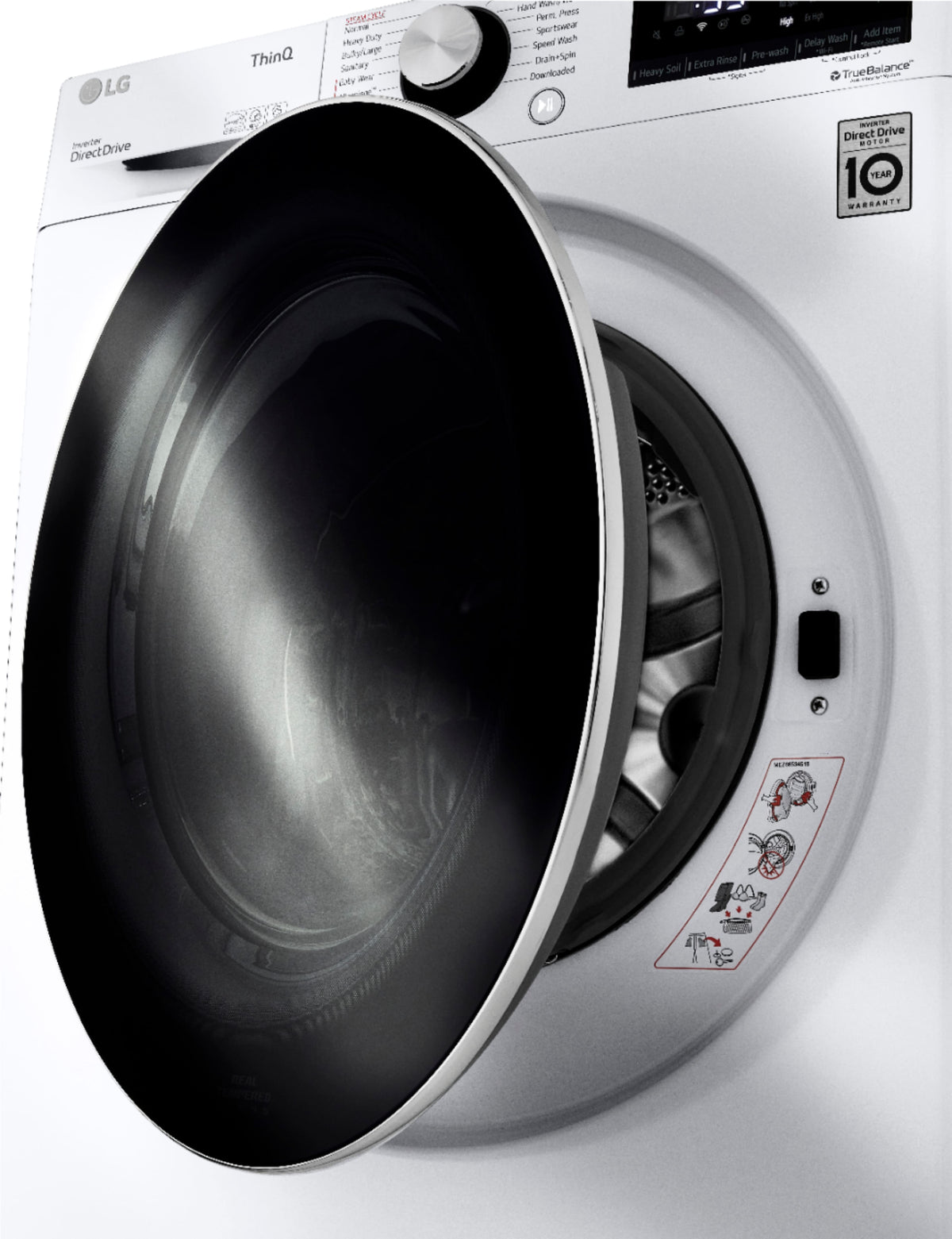 LG - 2.4 Cu. Ft. High-Efficiency Stackable Smart Front Load Washer with Steam and Built-In Intelligence - White