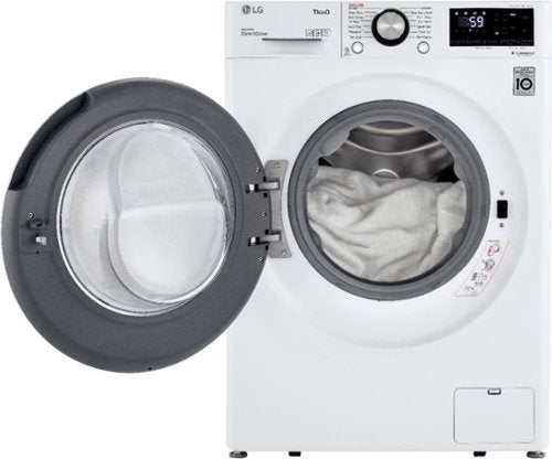 LG - 2.4 Cu. Ft. High-Efficiency Stackable Smart Front Load Washer with Steam and Built-In Intelligence - White