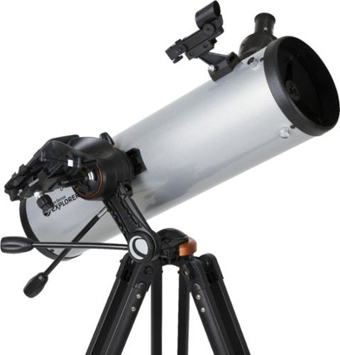 Celestron - Starsense Explorer DX 130AZ Smartphone App-Enabled Newtonian Reflector Telescope - Silver/Black
