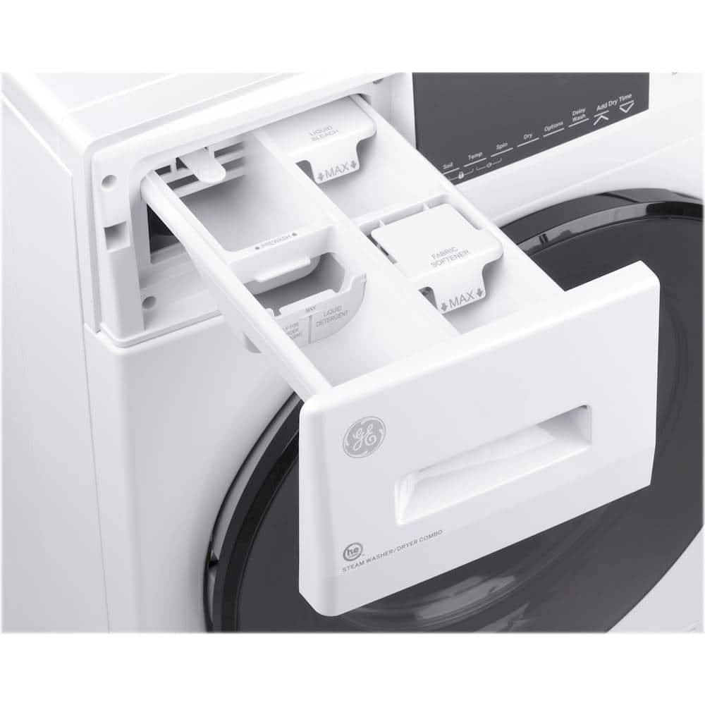 GE - 2.4 Cu. Ft. High-Efficiency Front Load Washer and Electric Condenser Dryer Combo with Steam and Sanitize - White