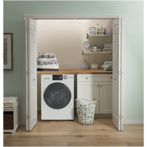GE - 2.4 Cu. Ft. High-Efficiency Front Load Washer and Electric Condenser Dryer Combo with Steam and Sanitize - White