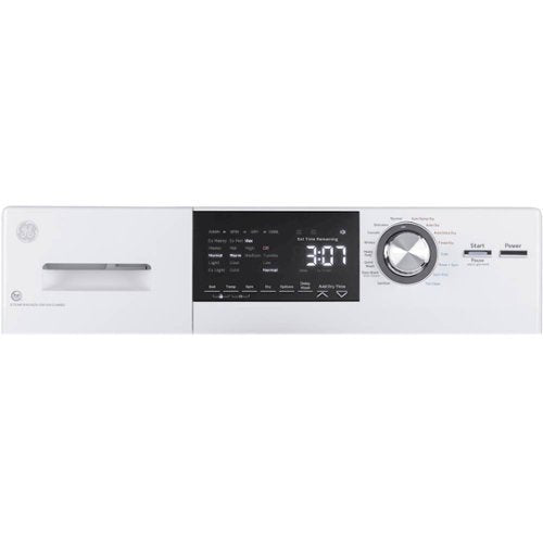 GE - 2.4 Cu. Ft. High-Efficiency Front Load Washer and Electric Condenser Dryer Combo with Steam and Sanitize - White