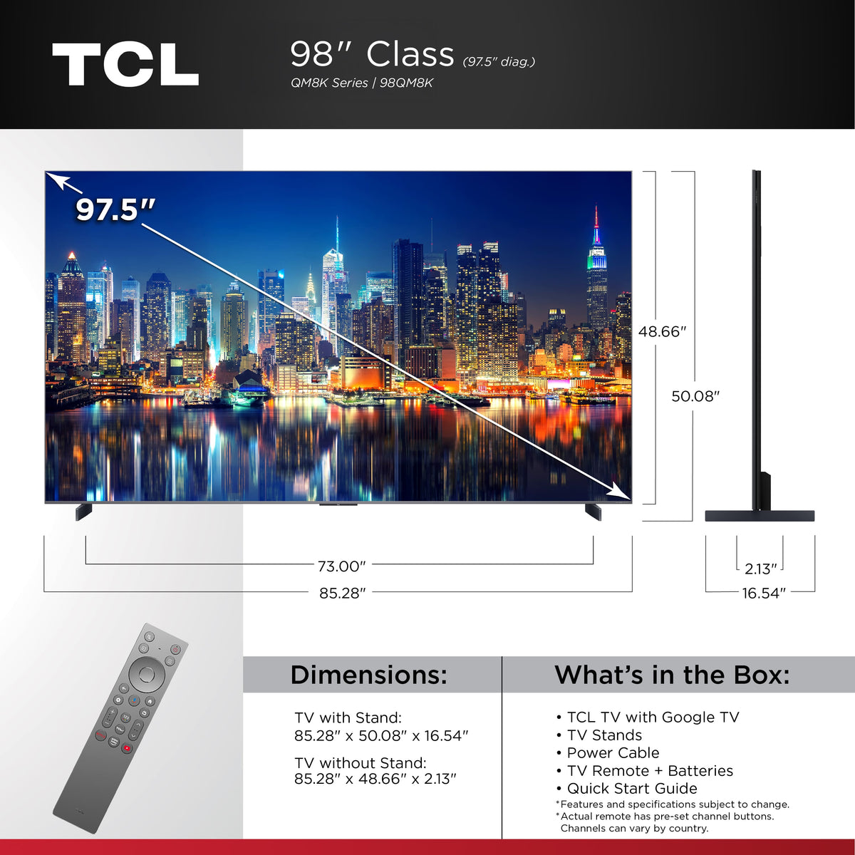 TCL - 98" Class QM8K Series 4K UHD HDR QD-Mini LED Smart TV with Google TV (2025)