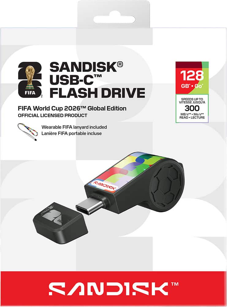 SANDISK - 128GB USB-C FLASH DRIVE: FIFA WORLD CUP 2026 EDITION - Black/Global