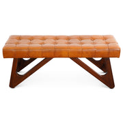 Mia - Bench With Buttons - Brown / Rustic