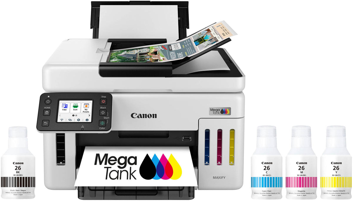 Canon - Megatank GX6120 Wireless All-In-One Supertank Inkjet Printer - White