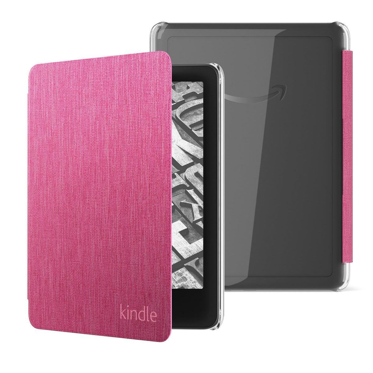 Amazon - Fabric Case with Clear Back for Kindle Paperwhite (2024 Release) and Kindle Colorsoft Signature Edition - Raspberry