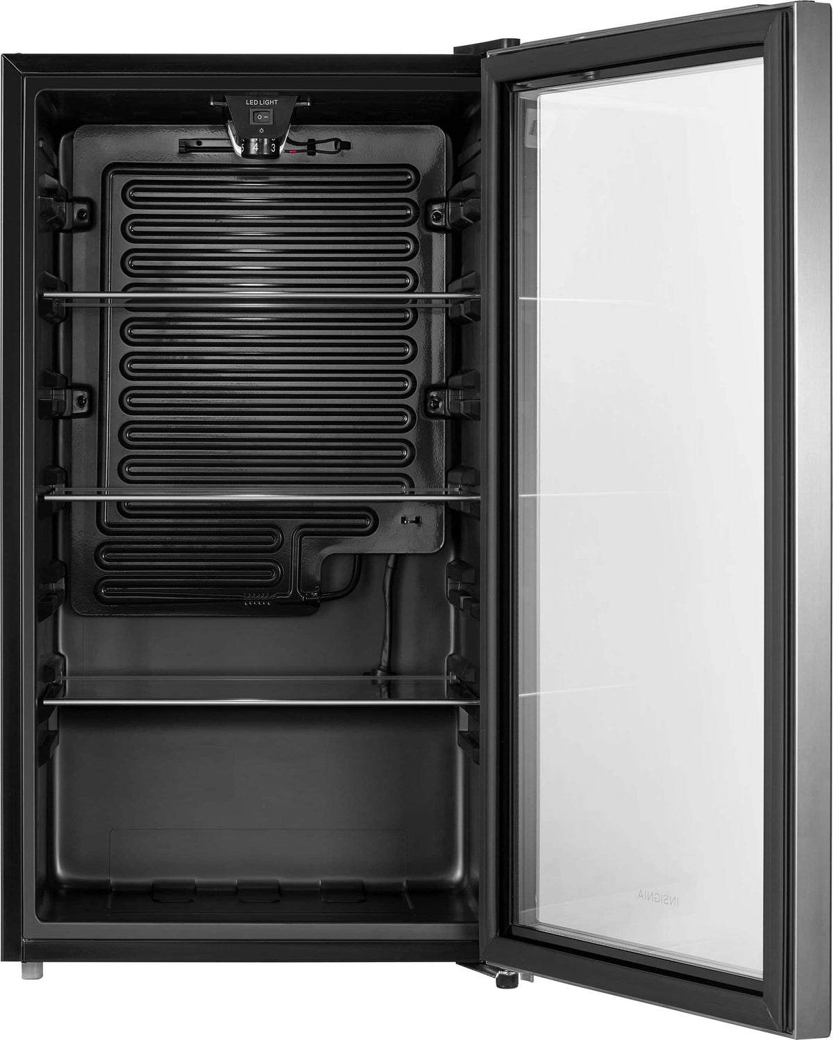 Insignia™ - 115 Can Beverage Cooler with Glass Shelves - Stainless Steel Look
