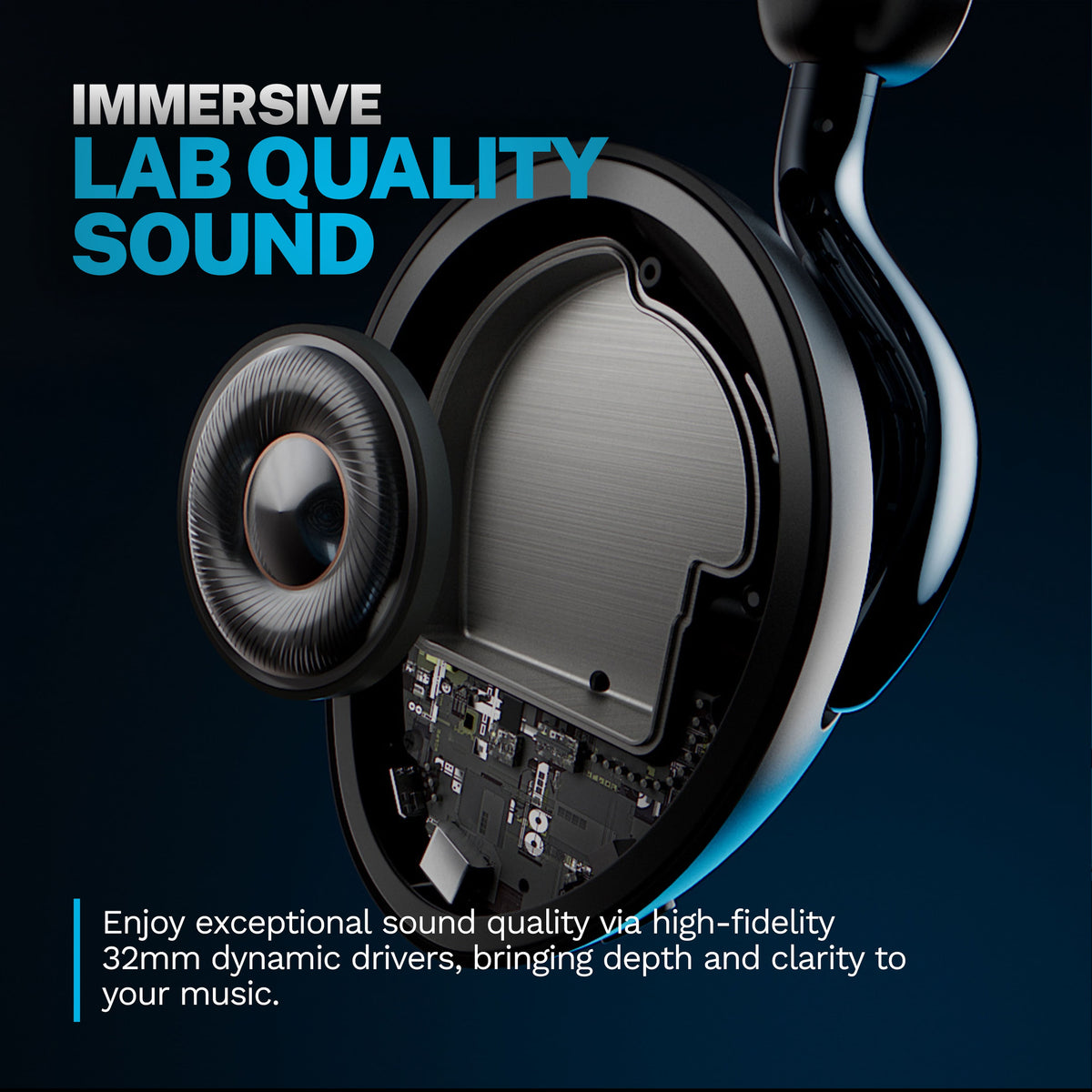 JLab - Epic Lux Lab Edition ANC Wireless Headphones – Hi-Res Compatible, Spatial Audio w/ Head Tracking & 90+ Hour Battery Life - Black