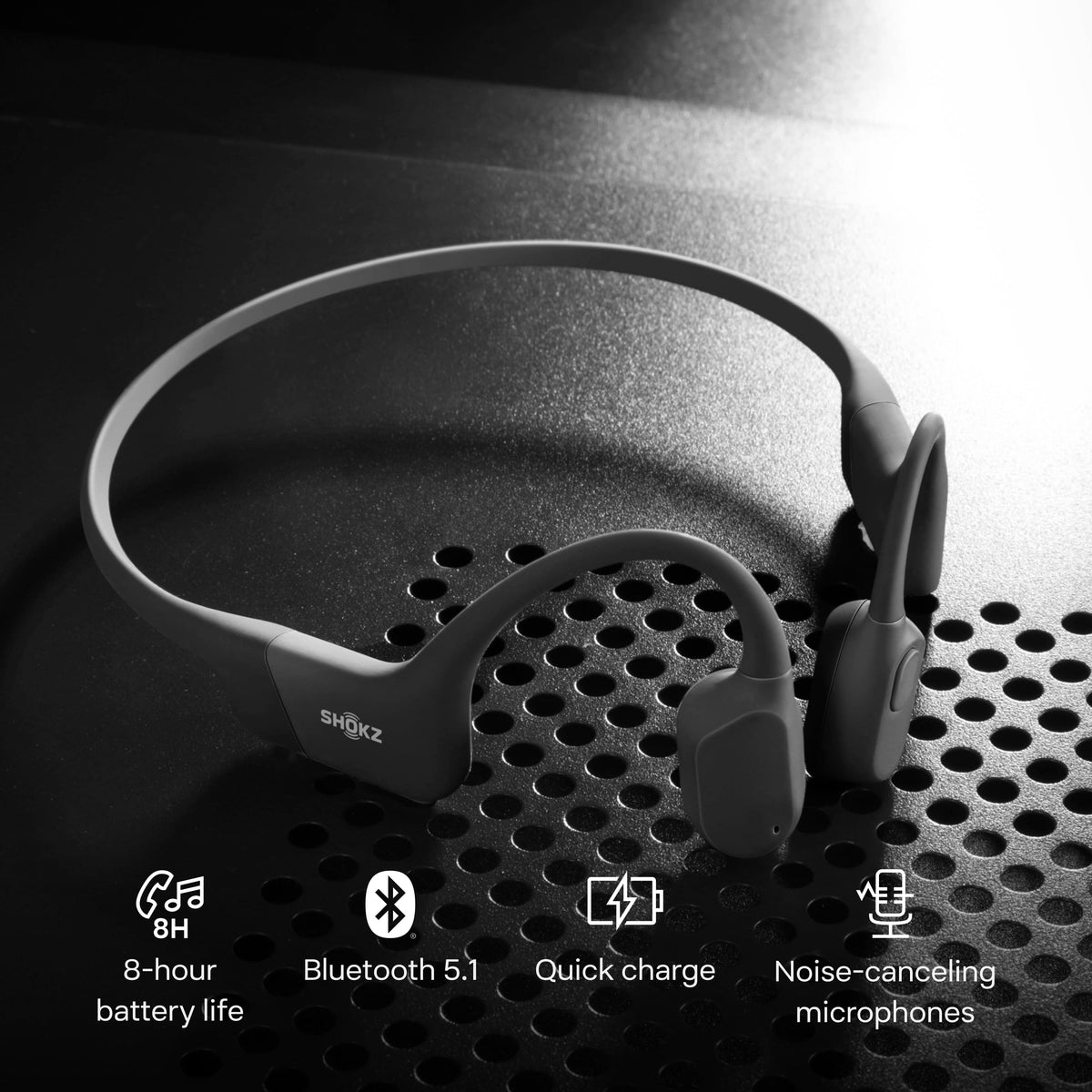 Shokz - OpenRun Wireless Bone Conduction Open-Ear Bluetooth Endurance Headphones - Black