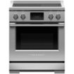 Fisher & Paykel - 30 in. Wide 4 Elements Professional 4.0 Cu. Ft. Freestanding Electric Induction True Convection Range with Self-Cleaning - Stainless Steel/Black Glass
