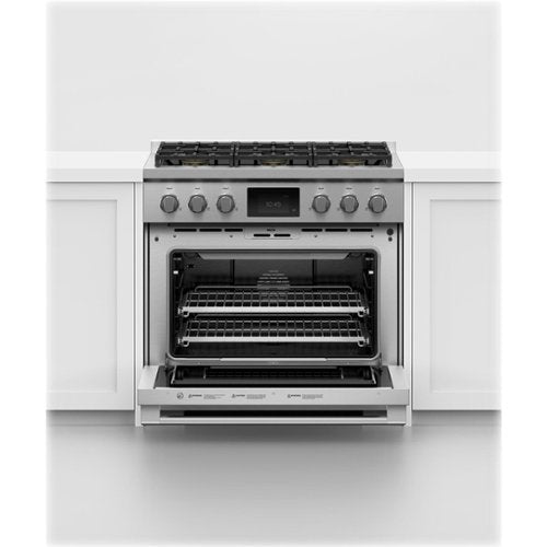 Fisher & Paykel - 30 in. Wide 4 Burner Professional 4 Cu. Ft. Freestanding Dual Fuel True Convection Range with Self-Cleaning - Stainless Steel/Black Glass