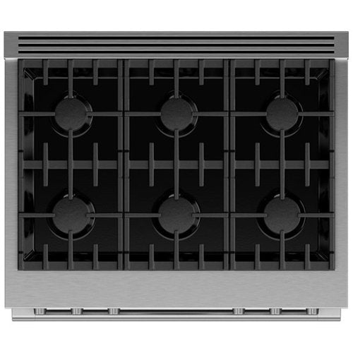 Fisher & Paykel - 36 in. Wide 6 Burner Professional 4.8 Cu. Ft. Freestanding Dual Fuel True Convection Range with Self-Cleaning - Stainless Steel/Black Glass