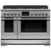 Fisher & Paykel - 48 in. Wide 8 Burner Professional 6.9 Cu.Ft. Freestanding Double Oven Dual Fuel True Convection Range with Self-Cleaning - Stainless Steel/Black Glass