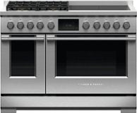 Fisher & Paykel - Professional 6.9 Cu. Ft. Freestanding Double Oven Dual Fuel True Convection Range with Self-Cleaning - Stainless Steel/Black Glass