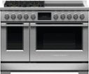 Fisher & Paykel - Professional 6.9 Cu. Ft. Freestanding Double Oven Dual Fuel True Convection Range with Self-Cleaning - Stainless Steel/Black Glass