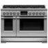 Fisher & Paykel - 48 in. Wide 8 Burner Professional 6.9 Cu.Ft. Freestanding Double Oven Dual Fuel True Convection Range with Self-Cleaning - Stainless Steel/Black Glass