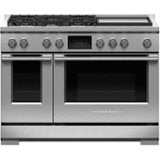 Fisher & Paykel - 48 in. Wide 5 Burner Professional 6.9 Cu.Ft. Freestanding Double Oven Dual Fuel True Convection Range with Self-Cleaning - Stainless Steel/Black Glass