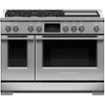 Fisher & Paykel - 48 in. Wide 5 Burner Professional 6.9 Cu.Ft. Freestanding Double Oven Dual Fuel True Convection Range with Self-Cleaning - Stainless Steel/Black Glass