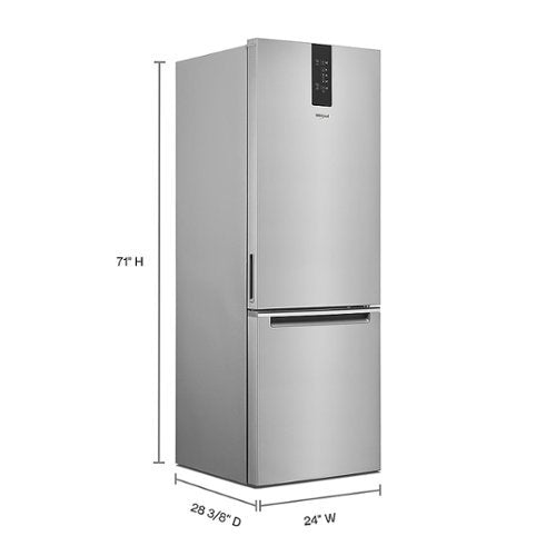 Whirlpool - 24 in. Wide 12.7 cu. ft. Garage Ready Bottom-Freezer Counter-Depth Refrigerator - Stainless Steel
