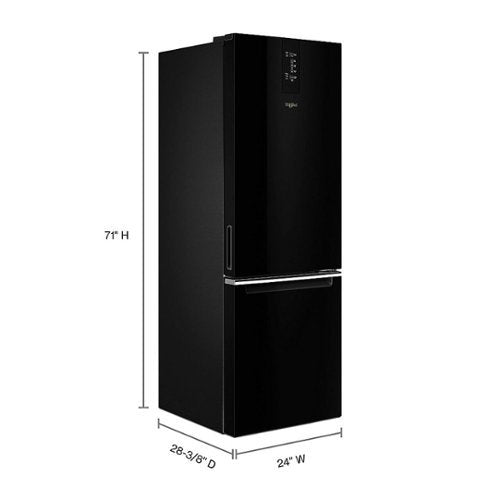 Whirlpool - 24 in. Wide 12.7 cu. ft. Bottom-Freezer Counter-Depth Refrigerator - Black