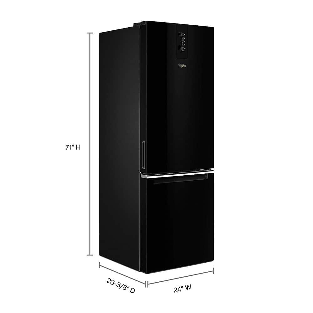 Whirlpool - 24 in. Wide 12.7 cu. ft. Bottom-Freezer Counter-Depth Refrigerator - Black