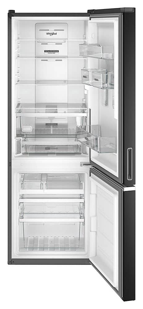 Whirlpool - 24 in. Wide 12.7 cu. ft. Bottom-Freezer Counter-Depth Refrigerator - Black
