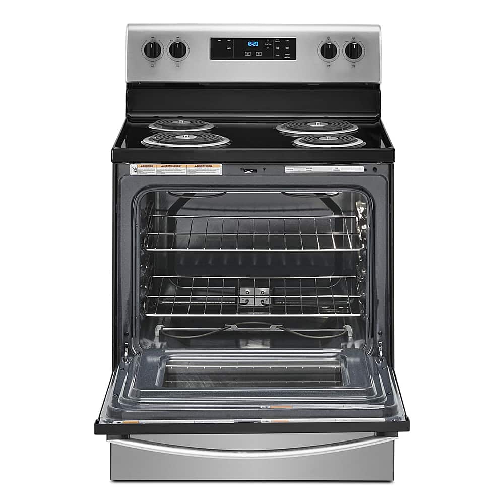 Whirlpool - 30 in. Wide 4 elements 4.8 cu. ft. Freestanding Electric Range with Keep Warm Setting - Stainless Steel